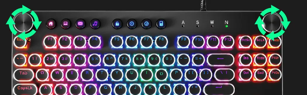Mechanical Gaming Keyboard Knob Function Control Keys