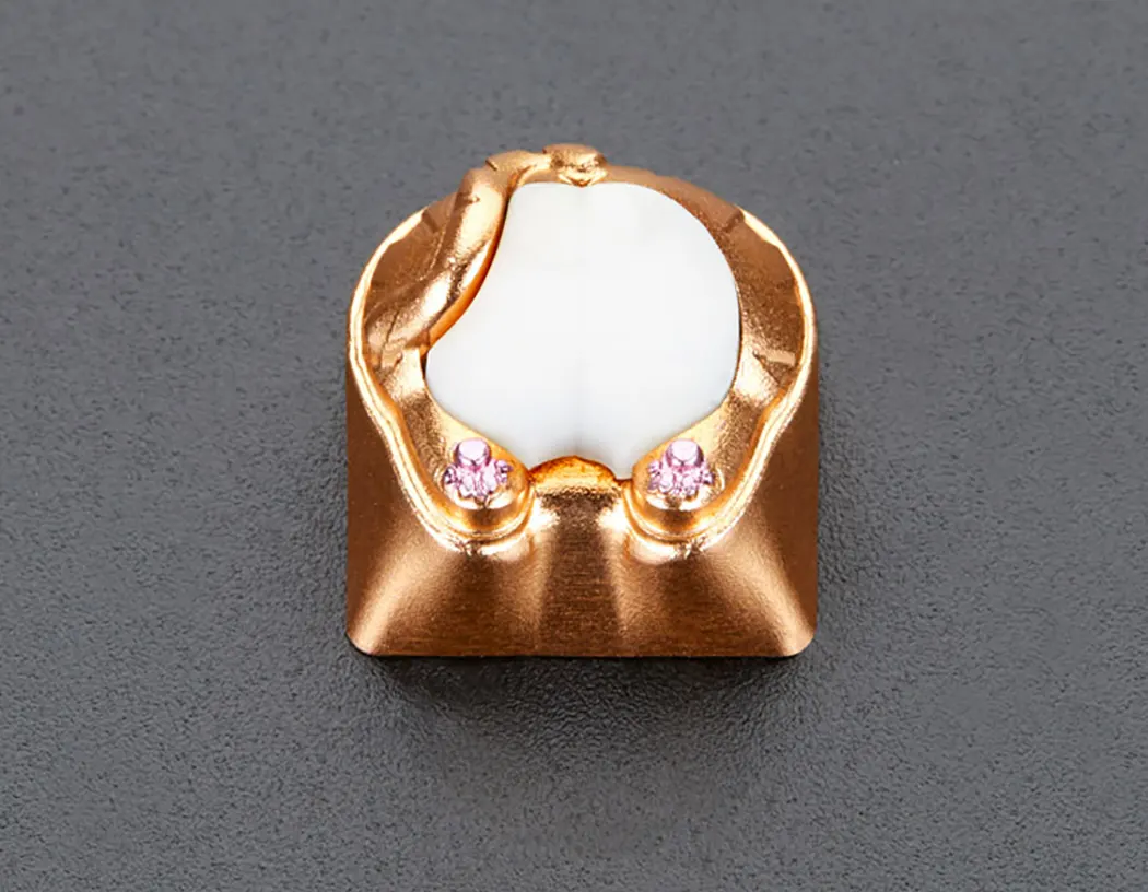 KITTY BUTT ALUMINUM_ SILICONE ARTISAN KEYCAP_gold