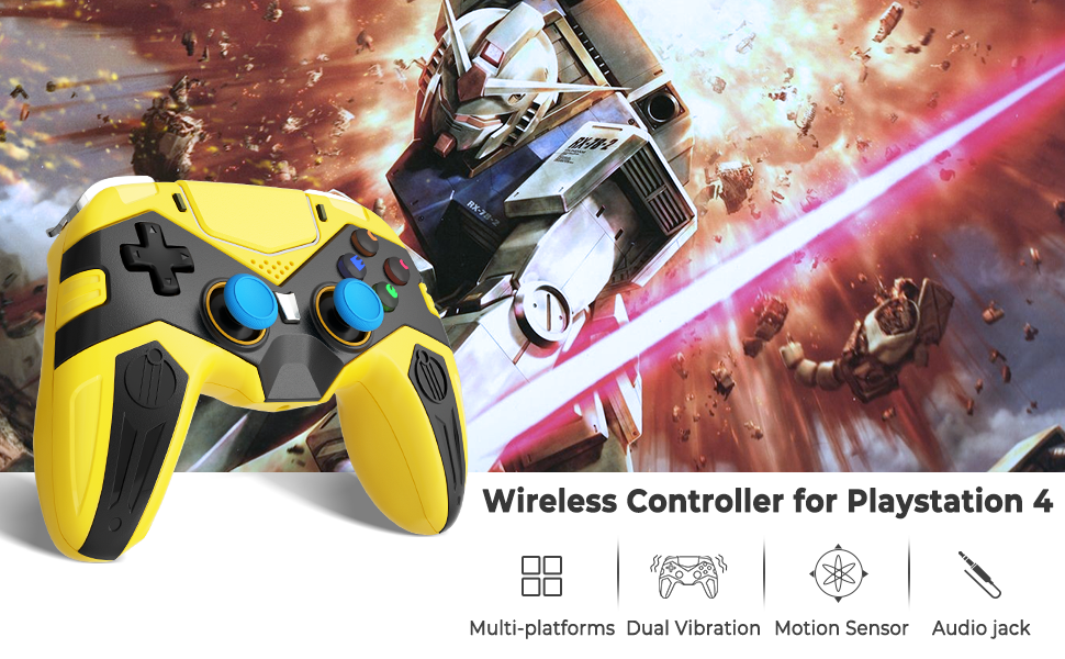 STOGA Wireless Controller for PS4,Mecha Series-Yellow